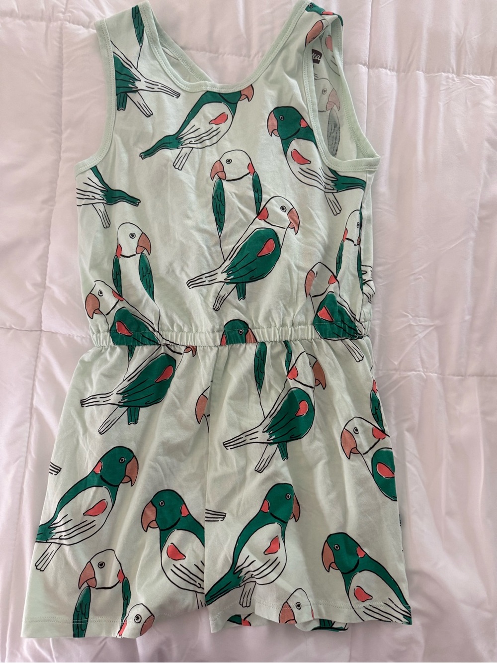 Tea Collection Mint Green Parrot Print Jumpsuit